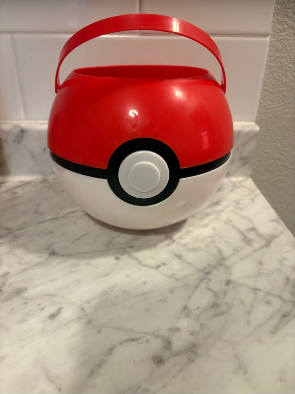 Red and White Poké Ball Inspired Storage Container with Handle